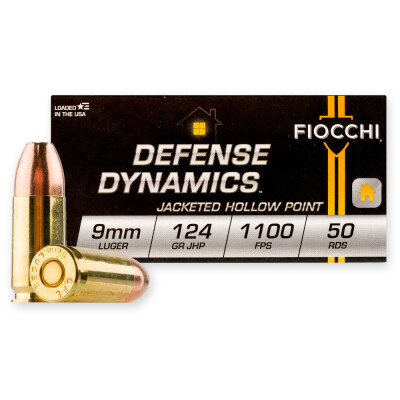 Fiocchi Defense Dynamics 9mm Luger Ammunition 1000 Rounds JHP 124 Grains