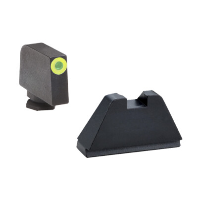 AmeriGlo Suppressor Height Tritium Sight Set For Glock Green Tritium Front Steel Rear LumiGreen Outline 1-Dot Sights Steel Matte Black GL-611