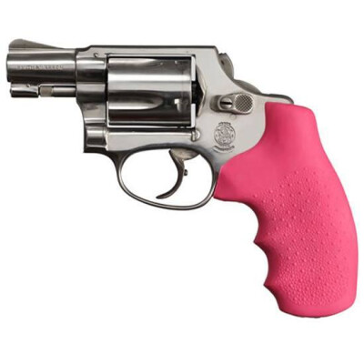 Hogue Monogrip S&W J Frame Round Butt Revolver Finger Grooves Rubber Pink 60007