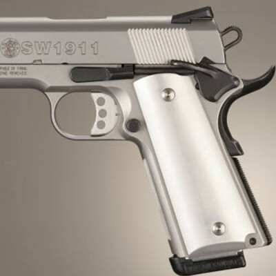 Hogue Extreme Series 1911 Government, Commander Grip Aluminum Brushed Gloss Clear 45165