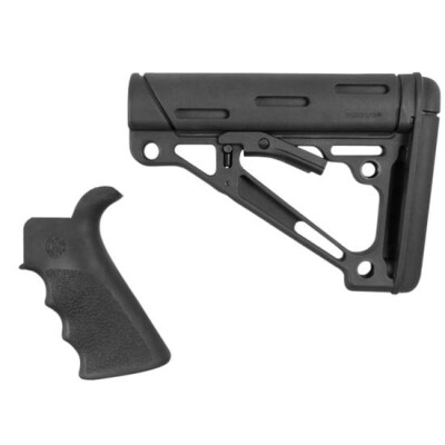 Hogue AR-15 Mil-Spec Collapsible Buttstock With Beavertail Pistol Grip Polymer Black 15056