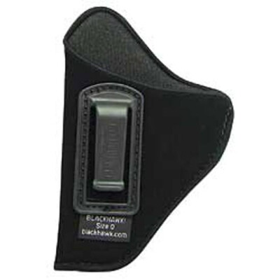 BLACKHAWK! Inside the Pants Holster without Retention Strap for 3" to 4" Barrel Medium Frame Autos Left Hand Nylon and Laminate Belt Clip Black - Left Hand