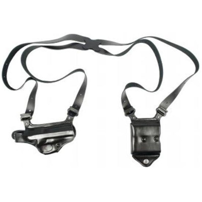Galco Miami Classic II Shoulder Holster For Glock 17, 19, 26, 34, 22, 23, 27, 35, 31, 32, and 33 System Right Hand Leather Black MCII224B