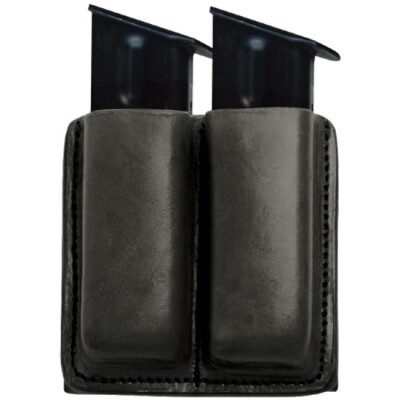 Tagua Gunleather Double Pistol Magazine Carrier For Glock 9mm/.40 Double Stack Magazines Ambidextrous Leather Black MC6-022