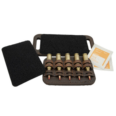 Versacarry Ammo Caddy 5 Rounds OWB or Pad Mount Size 2  Ambidextrous Water Buffalo Leather Distressed Brown AC22