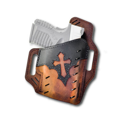 Versacarry Underground Premium Guardian Arc Angel Holster Glock 17/19 and Similar OWB Right Hand Water Buffalo Leather Distressed Brown and Black UGA1BRN