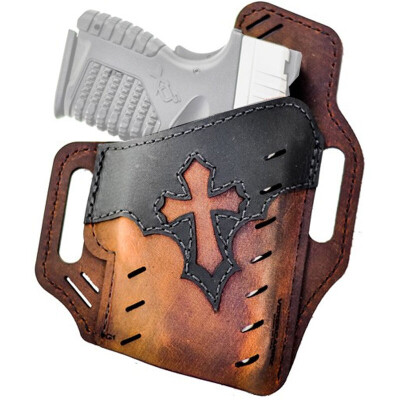 Versacarry Underground Premium Guardian Arc Angel Holster Size 3 Belt Slide Right Hand Leather Distressed Brown and Black UGA3BRN
