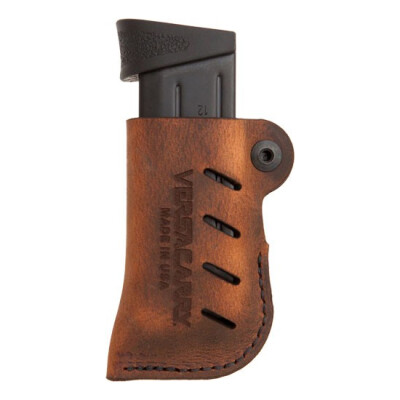 VersaCarry Adjustable Leather Magazine Holster OWB Ambidextrous Single Stack Magazines Leather Distressed Brown 72101