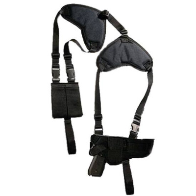 Bulldog Cases Deluxe Horizontal Shoulder Holster Medium Revolvers with 2"-2.5" Barrels Ambidextrous with Double Speedloader Pouch Nylon Black WSHD2
