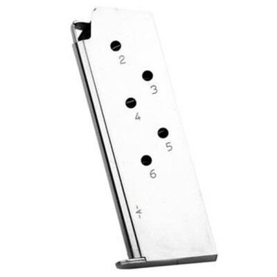 Mec-Gar 1911 Officers Model Magazine .45 ACP 6 Rounds Steel Nickel MGCO4506N