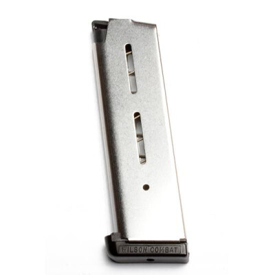 Wilson Combat 1911 Government/Commander Full Size 8 Rounds Magazine .45 ACP Plastic Base Pad Stainless Steel Natural Finish