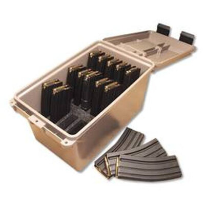 MTM Tactical Magazine Can Holds Fifteen AR-15 Or M-16 Magazines Securely In Place Dark Earth Color Lockable Can