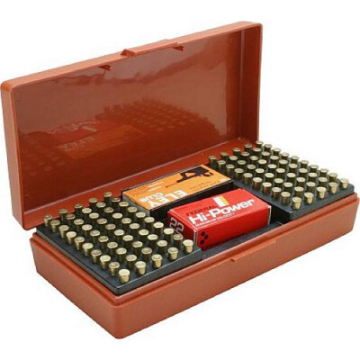 MTM Case-Gard SB-200 Series Flip Top Ammo Box 200 Rounds .22LR/.25Long/.22WMR/.17 HMR/17 Mach 2 Polymer Rust