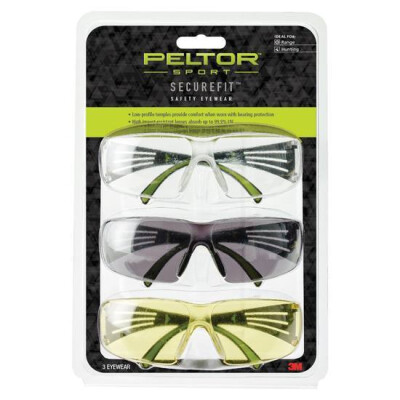 Peltor Sport SecureFit Eye Protection Gray, Amber, and Clear