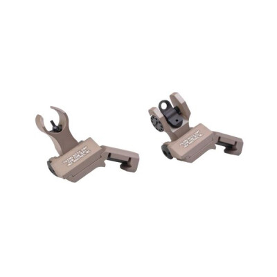 Troy Industries Offset Folding Sight Set AR-15 HK Front/Round Rear Aluminum FDE SSIG-45S-HRFT-00