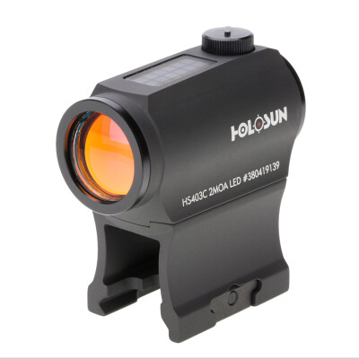 Holosun HS403C Micro Red Dot Sight 1x Magnification 2 MOA Dot Weaver Style Low/Lower 1/3 Co-Witness Mount Solar/CR2032 Battery Matte Black Finish