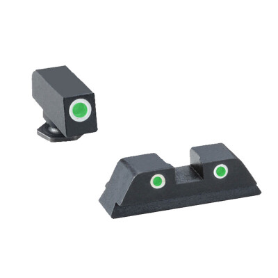 Ameriglo Tall Suppressor Sight Set for Glock 3-Dot Green Tritium Front Dot with Black Outline and Green Tritium with Black Outline Rear Dot