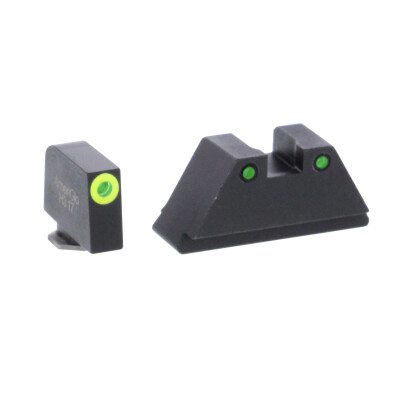 Ameriglo Tall Suppressor Sight Set for Glock Green Tritium Front Dot with LumiGreen Outline and Green Tritium with Black Outline Rear Dot