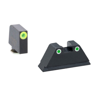 Ameriglo Tall Suppressor Sight Set for Glock Green Tritium Front Dot with LumiGreen Outline and Green Tritium with White Outline Rear Dot