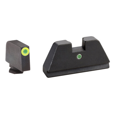 Ameriglo Tall Suppressor Sight Set for Glock Green Tritium Front Dot with LumiGreen Outline and Green Tritium Rear Single-Dot