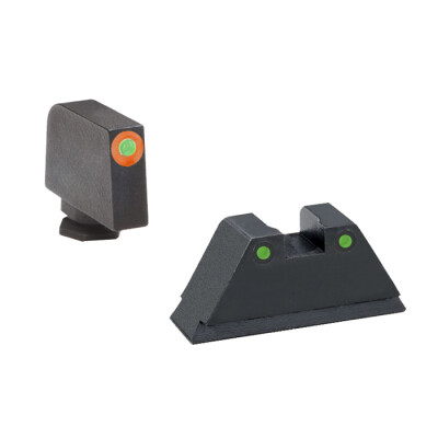 AmeriGlo Tall Suppressor Night Sight Set for Glock Green Tritium Front with Orange Outline and Green Tritium Rear Dots