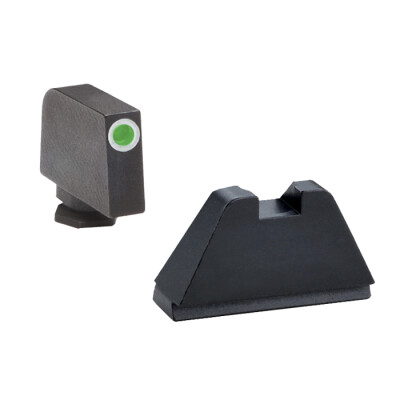 Ameriglo Optic Compatible Sight Set for Glock Suppressor Height Green Tritium Front Dot with White Outline and Flat Black Rear
