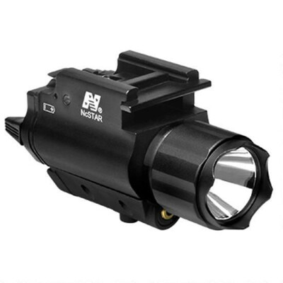 NcSTAR, 200 Lumen Flashlight And Green Laser, QR Mount, Aluminum, Black