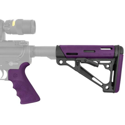 Hogue AR-15 Overmolded Collapsible Commercial Stock With Beavertail Pistol Grip Polymer Purple 15655