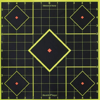 Birchwood Casey Shoot N C 17.75" Sight-In Self-Adhesive Target Reactive Paper Target Indoor/Outdoor Black Neon Grid Five Pack 34175