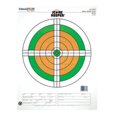 Champion Scorekeeper 100 Yard Small Bore RiflePaper Target Orange/Green 12 Pack 45762