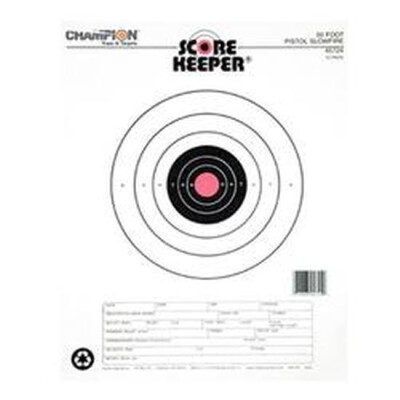 Champion Scorekeeper 50 Foot Pistol Slow Fire Paper Target Orange Bull 12 Pack 45724