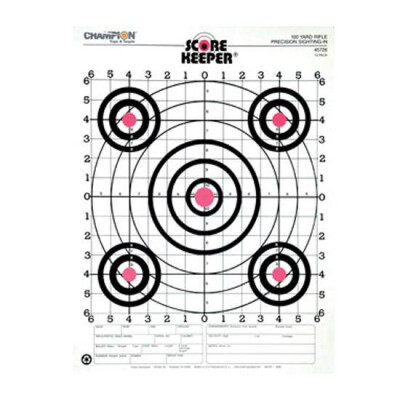Champion Scorekeeper Precision Rifle Scorekeeper 100 Yard Target Fluorescent Orange Bull Grid Background 12 Pack 45726