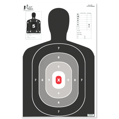 Pro-Shot 23"x35" B27 Silhouette with Red Center 5 Pack