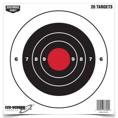Birchwood Casey Eze-Scorer 8" Bull's Eye Paper Target Indoor/Outdoor White 26 Pack 37826