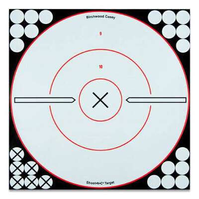 Shoot-N-C Self-Adhesive Targets 12" White Black Spatter 5 Targets 120 Pasters Birchwood Casey