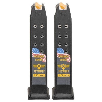XTech Tactical Freedom 9mm Luger Magazine For Glock 17 10 Rounds 2 Pack