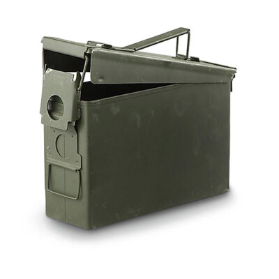 Original Military Surplus Used .30 Caliber Ammo Can, 10"x7"x3.5", Steel