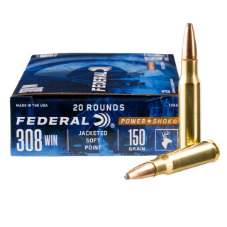 Federal Power-Shok .308 Winchester Ammunition 20 Rounds JSP 150 Grain