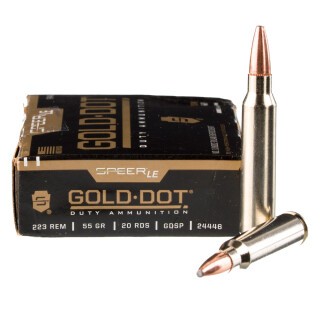 Speer Gold Dot Duty Rifle .223 Rem Ammunition 20 Rounds SP 55 Grains