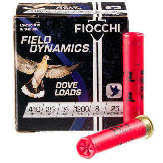 Fiocchi Game Load .410 Bore Shotshell 250 Rounds 2 1/2" #8 1/2 Ounce Lead 410GT8