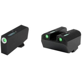 TRUGLO TFX Suppressor Height Front/Rear Day/Night Sight Set for Glock 9/40/357 Green Tritium 3-Dot Configuration Front White Focus Lock Ring Square Cut Rear Notch Steel Black
