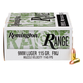 Remington Range 9mm Luger Ammunition 1000 Rounds FMJ 115 Grains