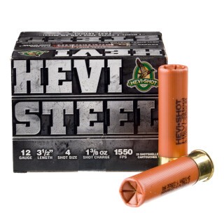 Hevi-Steel 12 Gauge Shotshell 25 Rounds 3-1/2" #4 Steel Shot 1-3/8 Ounce