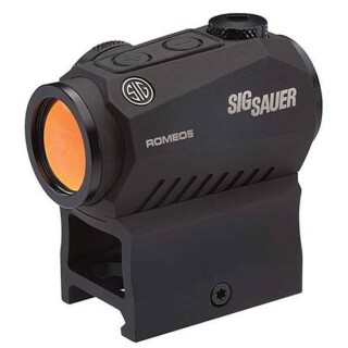 SIG Sauer Romeo5 1x20 Compact Red Dot Sight 2 MOA Red Dot Reticle .5 MOA Adjustments CR2032 Battery Picatinny Style Low Rise/Co-Witness Mount Matte Black