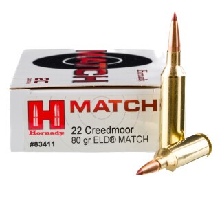 Hornady Match .22 Creedmoor Ammunition 20 Rounds ELD Match 80 Grains
