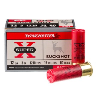 Winchester Super-X 12 Gauge Shotshell 15 Rounds 3" 00 Lead Buck Shot 15 Pellets