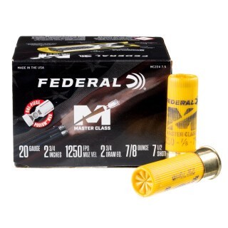 Federal Master Class 20 Gauge Shotshell 25 Rounds 2-3/4" #7.5 Shot 7/8 Ounce