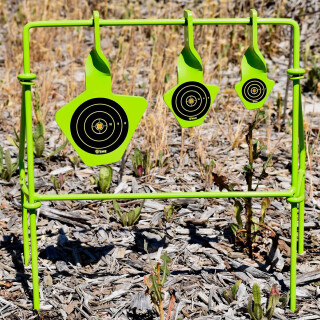 Shooting Made Easy Folding Reactive Steel Target .22 Caliber Rimfire Only 3 Floating Targets High Visibility Green Finish