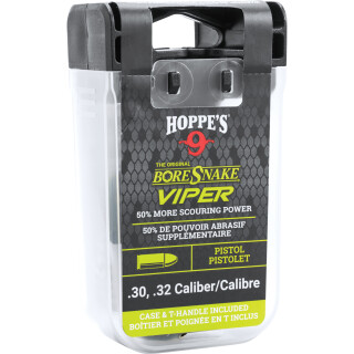 Hoppe's BoreSnake Viper Den Bore Cleaner Pistol/Revolver Length .30-.32 Caliber Pull Handle/Storage Case