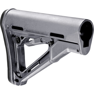 Magpul CTR Mil-Spec AR-15 Carbine Stock With Friction Lock And QD Sling Attachment Points And Rubber Buttpad Polymer Gray MAG310-GRY